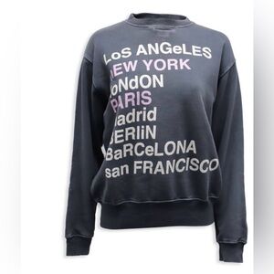 Anine Bing City Love Sweatshirt Crew Neck Size L Cotton Gray